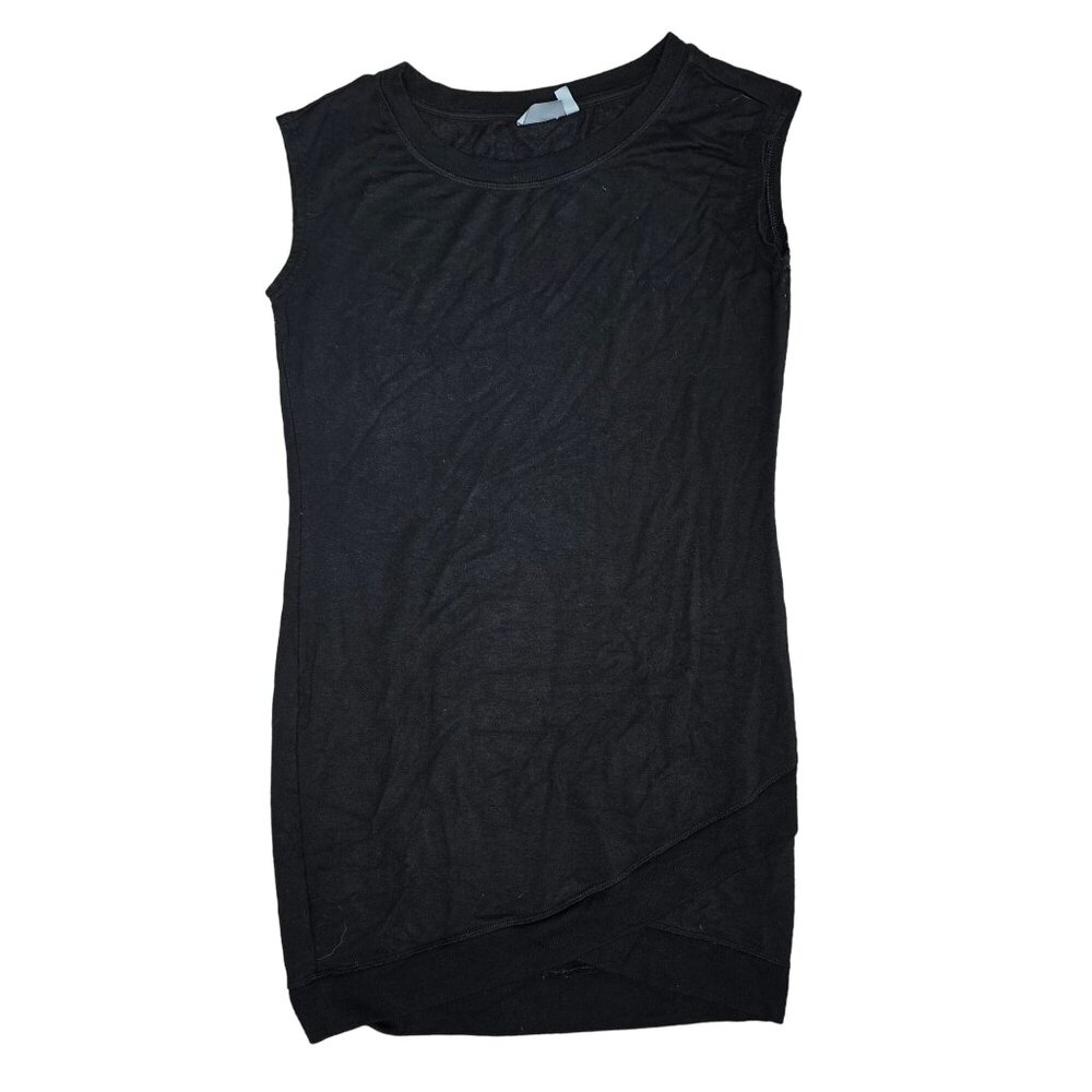 Athleta Black Sleeveless long Tank Top mini dress XXS asymmetrical hem
